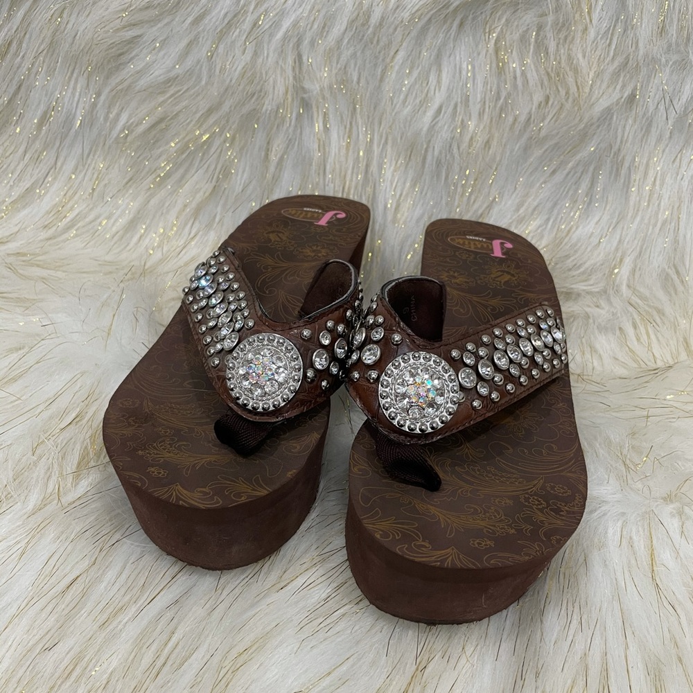 Justin Ladies Roxy Brown Wedge Sandals
